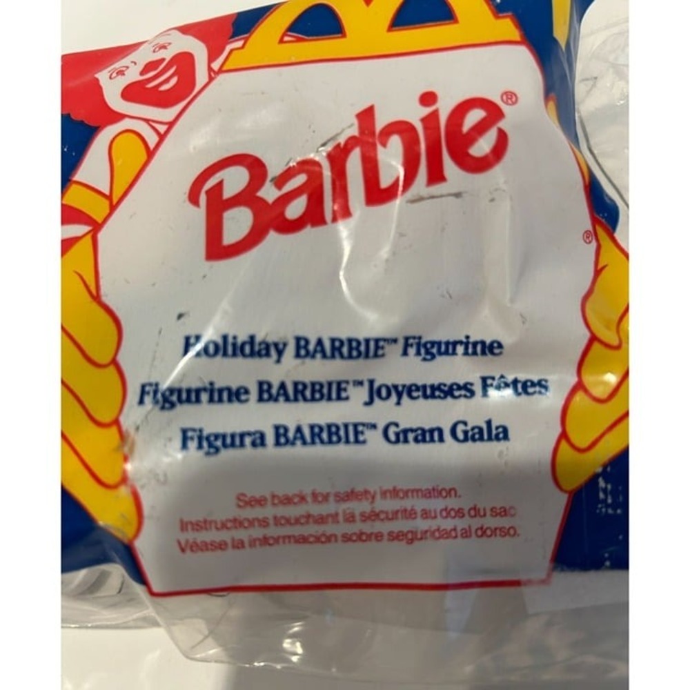McDonalds Holiday Barbie Toy Kids Gold 1995 Sealed Figurine Sleigh NEW Sealed
